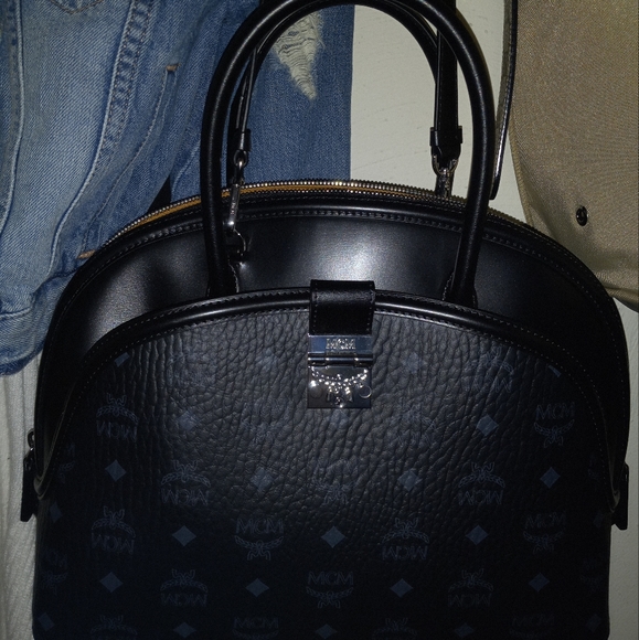 MCM Large Tracy Tote Visetos leather satchel crossbody bag - Picture 6 of 12